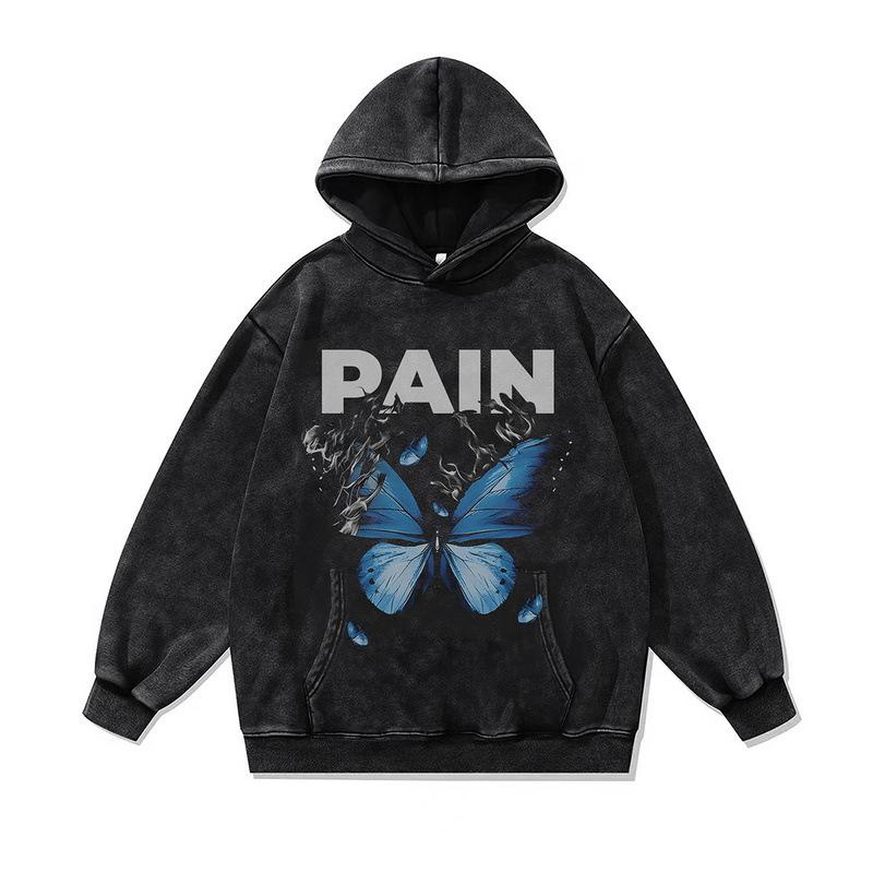 European And American Street Tide Brand Sweater Retro Trend Flower Printing Washed Old Large Version Hoodie Men And Women