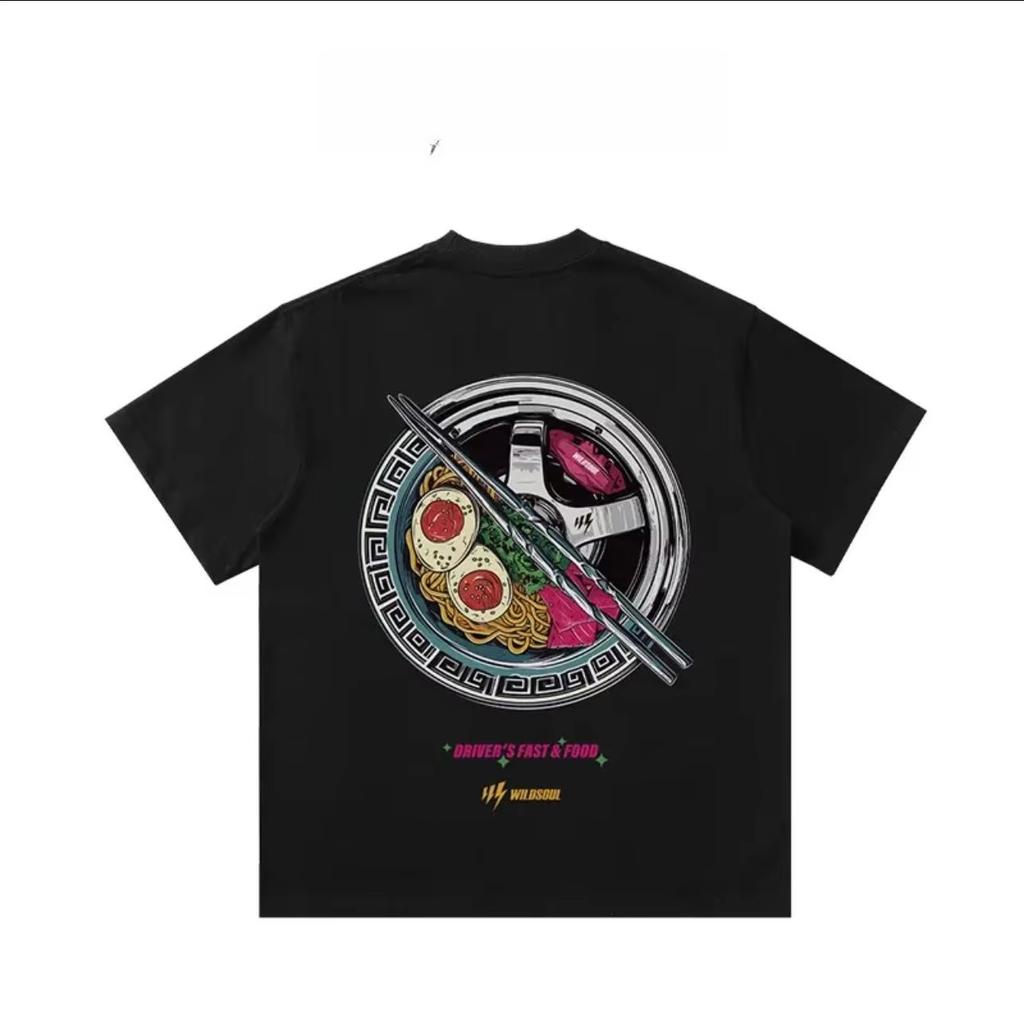Summer New Retro American High Street Printing Loose Versatile Crew Neck Short Sleeve Cotton T-Shirt Y2k Short Sleeves Classic