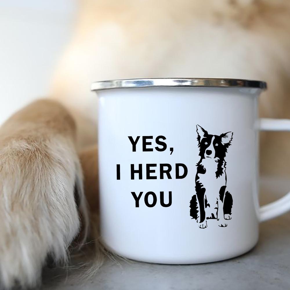 Coffee Tea Mugs Camping Adventure Beer Drink Juice Cups German Shepherd Print Creative Enamel Mug Handle Love Dog People Gifts