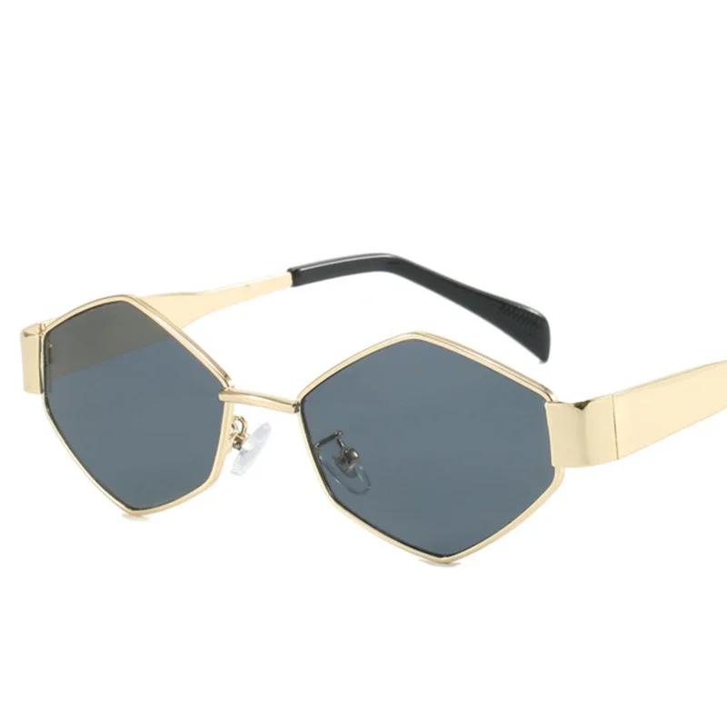 Fashion Polygonal Women Sunglasses Vintage Rhombus Ladies Sun glasses Unique Metal Frame Punk Eyewear Men Shades