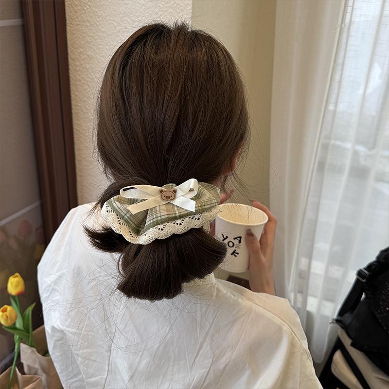 Little Bear Lace No-Damage Elastic Scrunchie for Women - Hair Tie Accessory for Low Ponytails and Buns