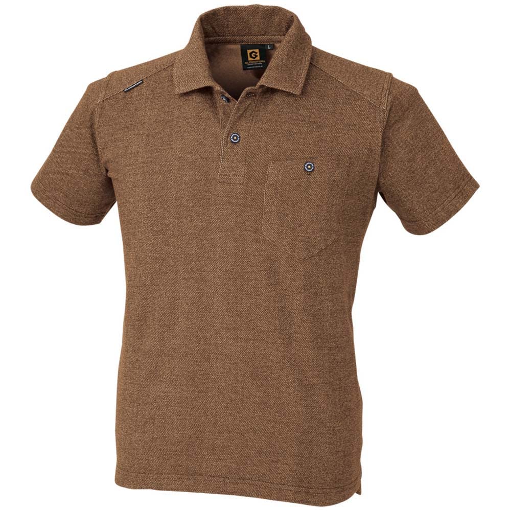 

[COCOS Nobuoka] G-9127 Denim Feel Short Sleeve Polo Shirt, Camel, Size S