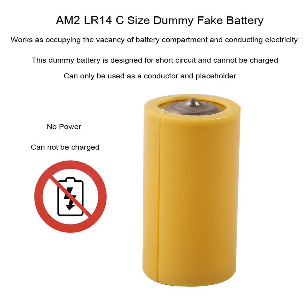 5Pcs LR14 C Fake Battery Placeholder Replacement Dummy Battery Housing Case Skin Conductor Detachable for Power