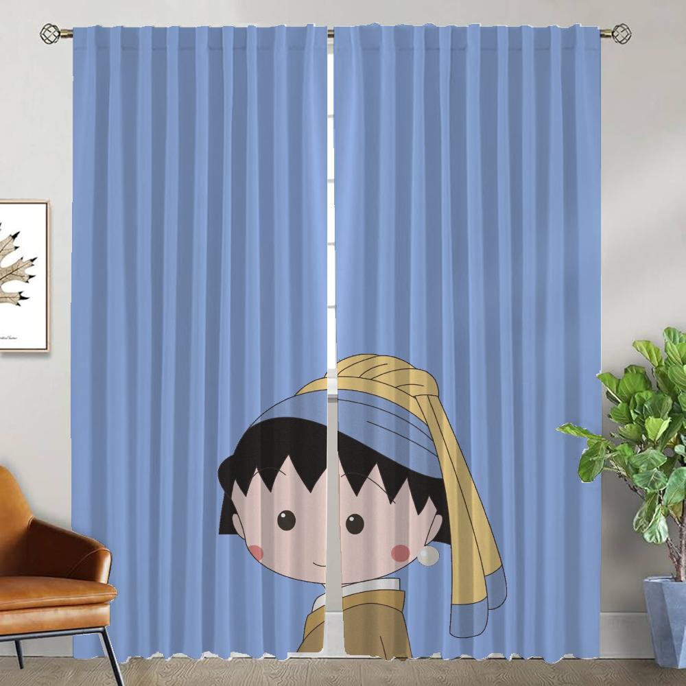 Chi-bi Maruko Window Curtain for Room 2 Panel Anti-mosquito Curtains for Camera Partition Shades Halloween Decoration Living