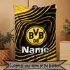 Personalizowany koc z nadrukiem Borussia Dortmund z imieniem, Dekoracja domu, Sypialnia, Sofa, Kemping, Kanapa, Prezenty na urodziny, Boże Narodzenie dla fanów