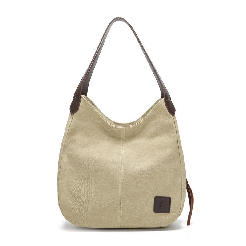 Borsa a Tote in Tela da Donna con Scomparti Multipli e Chiusura a Zip per Uso Quotidiano