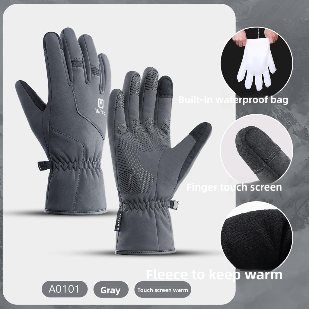 Windproof Waterproof Ski Warm Thick Gloves for Outdoor Cycling Autumn Winter Touch Screen Slip Wear-resistant Gloves