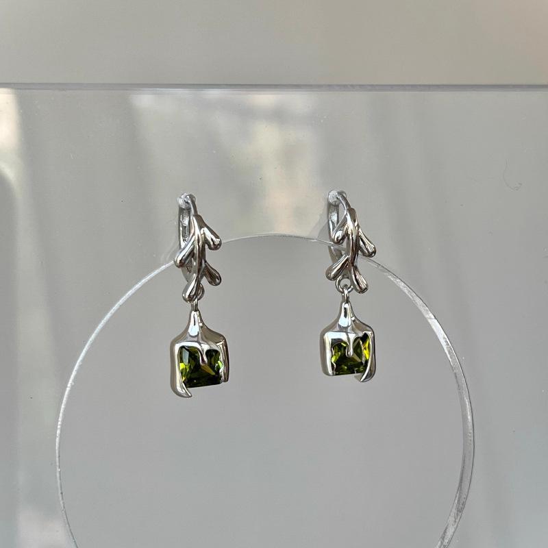 

Geometric Zircon Square Dangle Earrings - Women s Retro Niche Hip Hop Design