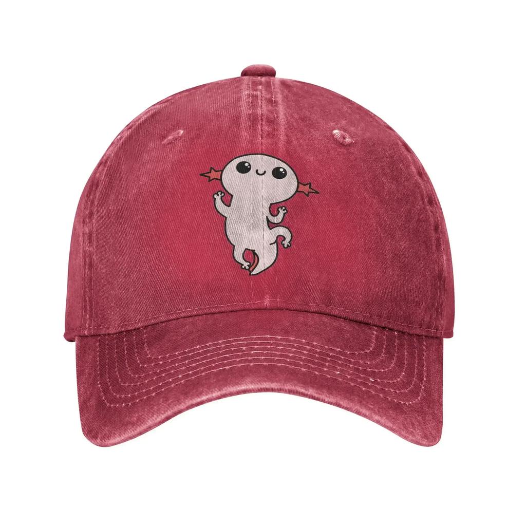 Vintage Cartoon Axolotl Baseball Caps Unisex Style Distressed Cotton Snapback Hat  Outdoor Summer  Unstructured Soft Hats Cap