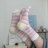 Spring And Summer Thin Breathable Calf Socks Women'S Color Matching Striped Stacking Socks Cute Cartoon Puppy Cotton Socks Boneless Stockings