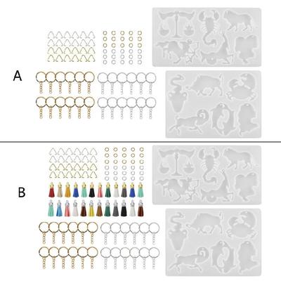 Sternbild-Anhänger-Formen-Set mit buntem Quasten-Schlüsselanhänger mit Kette und Biegering
