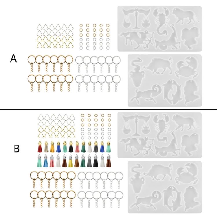 Constellation Pendant Mold Set with Colorful Tassel Keyring with Chain Jump Ring