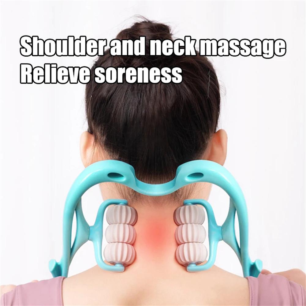 Six Wheel Cervical Massager Clip Neck Massage Roller Neck Shoulder Back Kneading Massager Manual Multifunctional Massage Tools