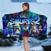 Cartoon S_Smurfs Microfiber Blanket Quick Drying Beach Towels Oversized Printing Super Absorbent Pool Towel Blanket