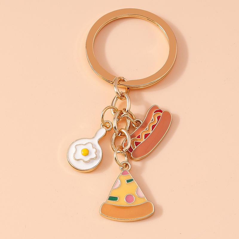 Cute Enamel Simulation Fruit Keychain Grape Watermelon Key Rings for Women Girls Handbag Pendants DIY Jewelry Gifts
