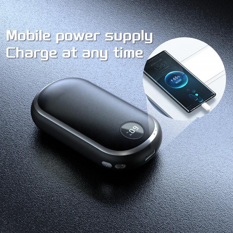 10000mAh Tragbare Mobile Stromversorgung Große LED-Anzeige Heizung USB Wiederaufladbar Doppelseitige Heizung Handwärmer