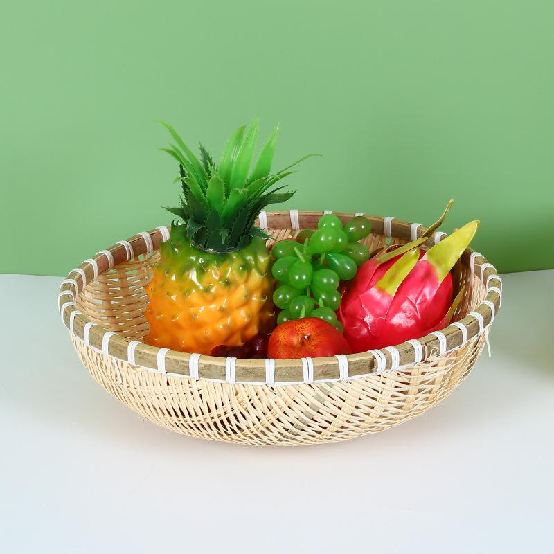 Round Handmade Bamboo Storage & Winnowing Basket - Farmhouse Fruit & Vegetable Basket