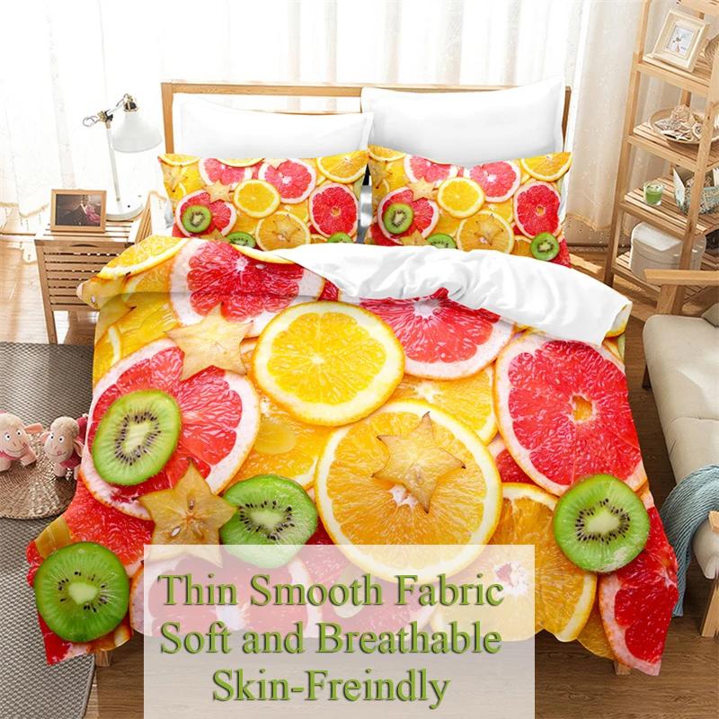 Fruit Duvet Cover Set Queen Size Quilt Covers Double Bed 220x240 3D Single Thin Bedding Set 2PCS 3PCS Pillowcase Full Twin King