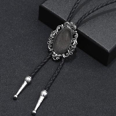 1pc/3pc Bolo Tie for Male Western Cowboy Necktie with Carves Buckle Decors