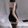 Ice Liuguo Sexy Patent Leather and Silk Spliced Bodycon Secretary Lingerie Dress