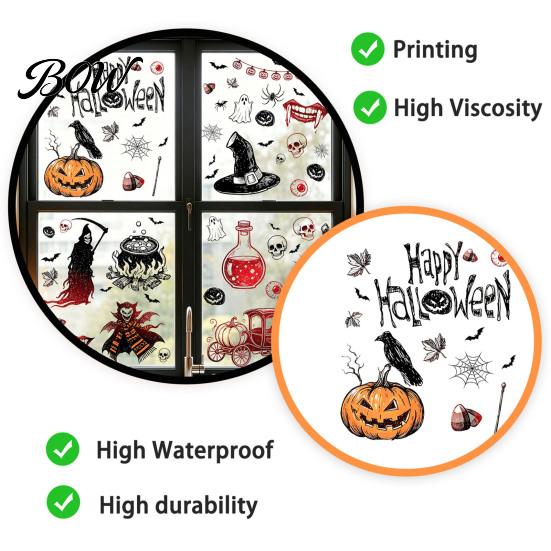 Spooky Party Decorations for Home 9PCS Halloween Static Window Stickers, Gothic Silhouette Decals, Reusable Retro Horror Stickers Waterproof PVC Glass