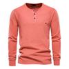 Autumn and Winter Men's Undercoat Collar Long Sleeve Waffle T-Shirt Men's Solid