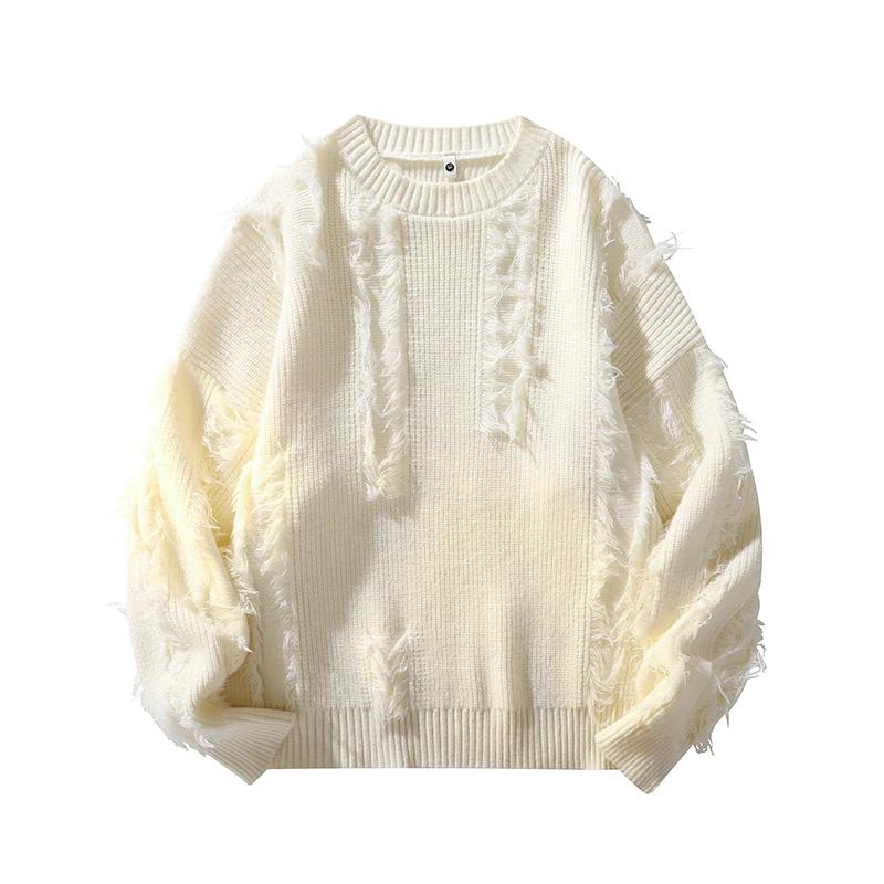 2025 Autumn Winter Men O-Neck Loose Retro Sweater Men Korean Trend Tassel Sweater Men Thick Warm Lazy Pullover Male Knitted Tops