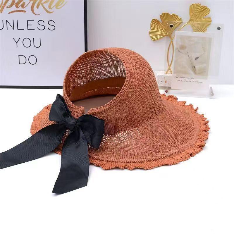 Women's Summer Wavy Edge Sun Hat - Rollable Straw with Large Brim for Outdoor Travel & Beach Protection