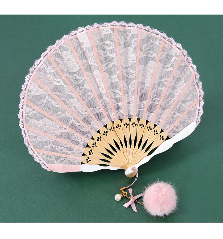 Classic Black Lace Cheongsam Folding Fan - Portable Chinese Style Summer Dance Fan for Ladies