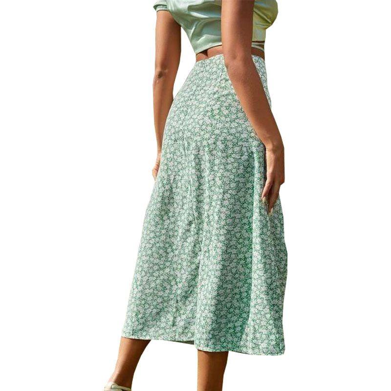 Floral Slit Bag Hip Mid-Waist Dress Floral Slit Loose Package Hip Mid-Rise Maxi Dress