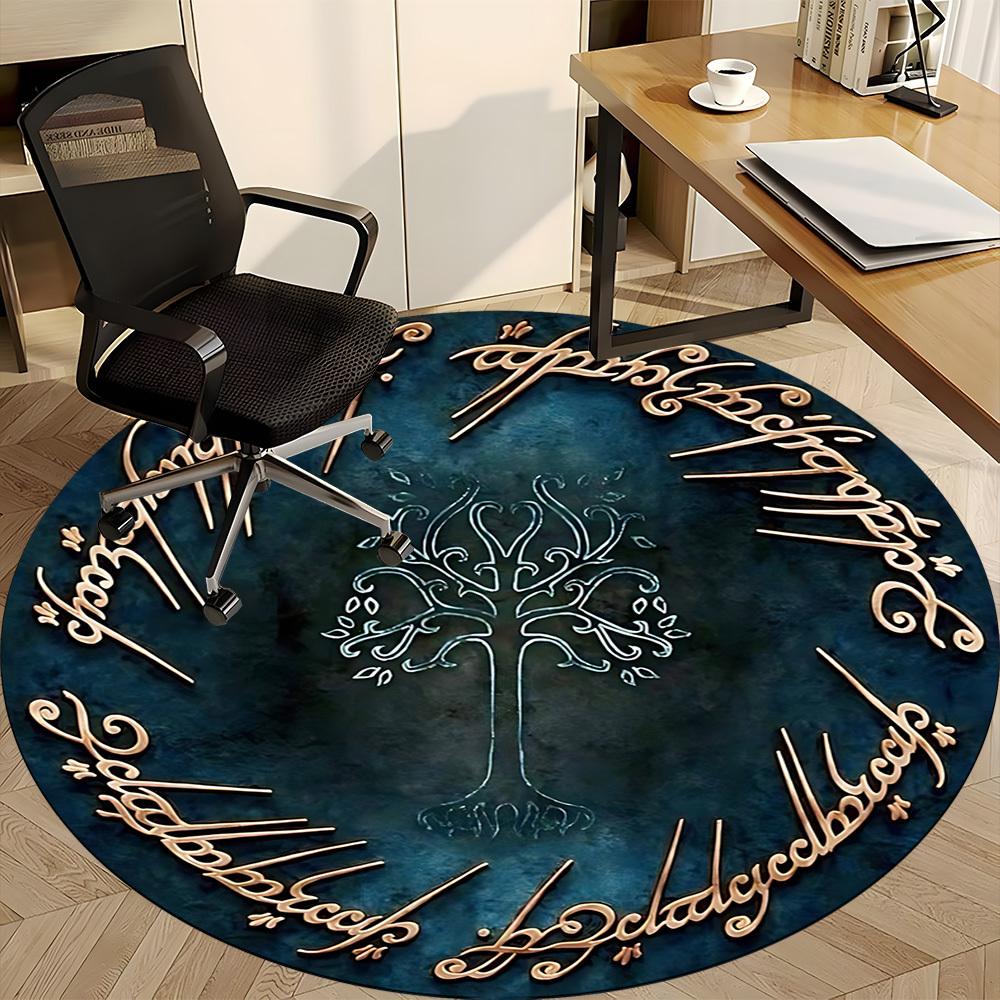 1pc Lord of the Rings Office Round Area Rug, Indoor Mat Suitable For Office, Under Office Chairs Bedroom Living Room Home Decor, Room Deco