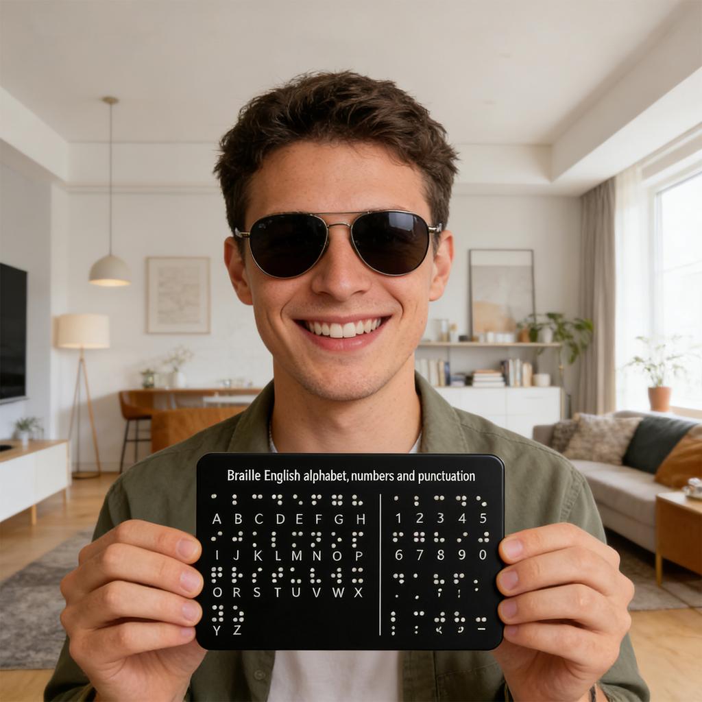 Braille Learning Aids For Blind Children: Tactile Pads For Recognizing English Letters, Numbers, And Punctuation; Special Education Training Tools;