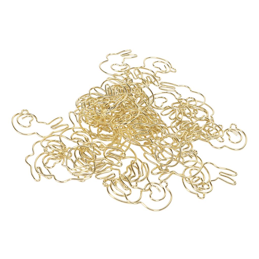 50 Pcs Rabbit Shaped Paper Clip Creative Cute Cartoon Animal Golden Page Marker File Note Clips for 