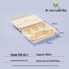 Mr. Corn 1000ml Four-Compartment Biodegradable Disposable Lunch Boxes