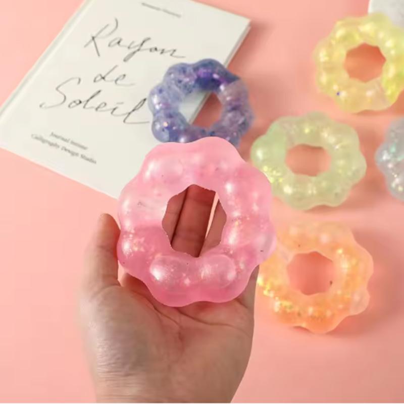 1/3/6Pcs TPR Crystal Garland Transparent Donut Color Bracelet Soft Stress Relief Crystal Squishy Fidget Sensory Party Favor Gift
