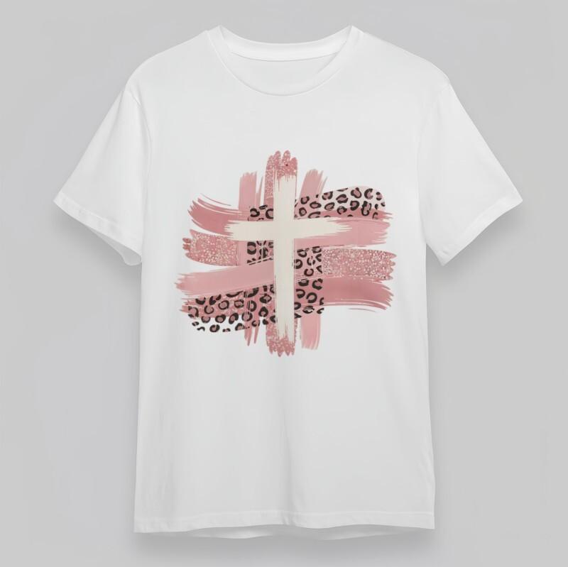 

Women s Comfortable Plus Size Classic T-Shirt Edgy Leopard Cross Graphic Tee L