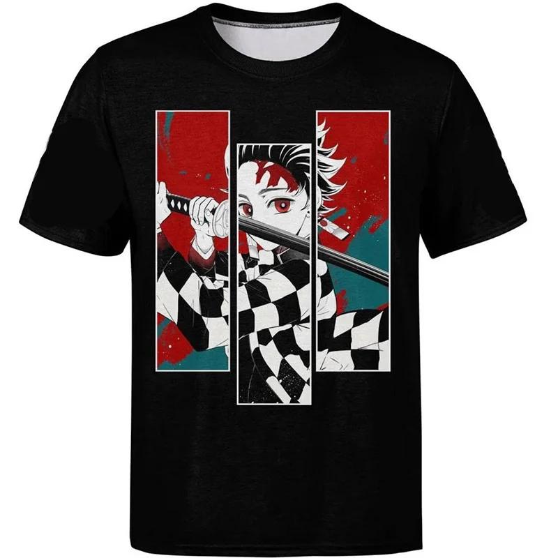 2025 Demon Slayer Men's and Women's T-shirt with Anime Print Short Sleeve Retro Gothic 100% Cotton Y2K Street Clothing