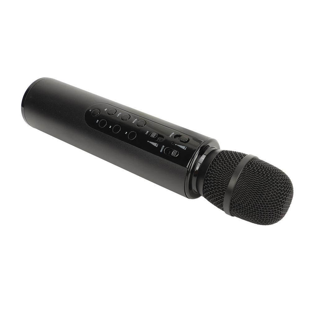Wireless Capacitor Microphone Dual Speaker Karaoke Portable Microphone Home Bluetooth Singing Microphone Black