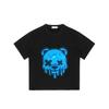 Black T Shirt with Blue Melting Bear Face Print for Casual Wear