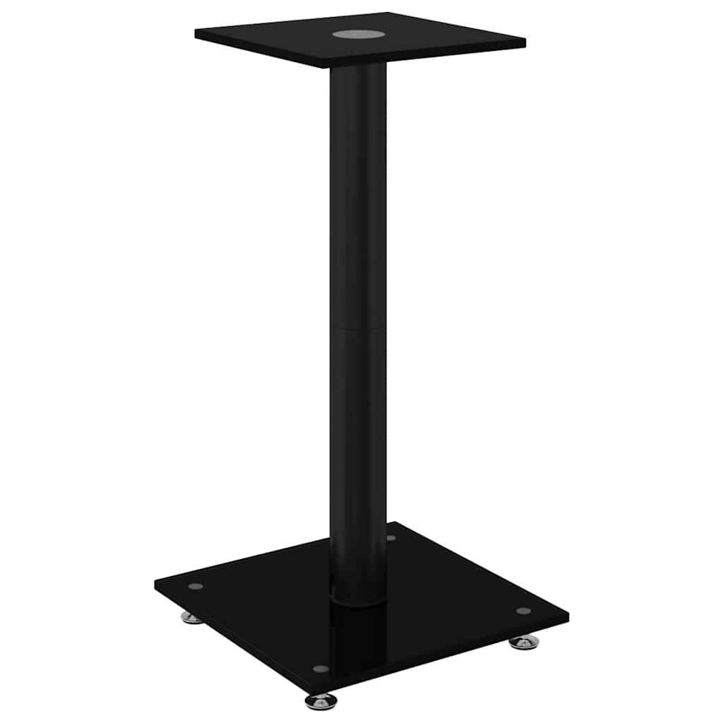 Speaker Stands (2 Pcs) Black Tempered Glass 1 Column
