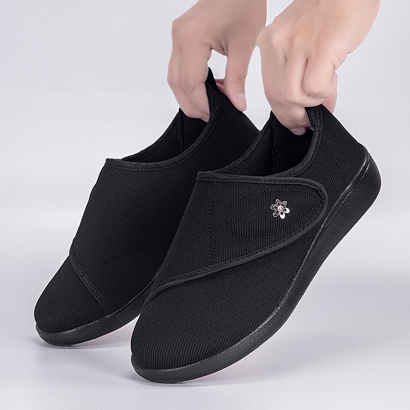 Diabetic Shoes for Women Wide Width Walking Sneakers Adjustable Closure Slip-on Mother Shoes for Elderly Swollen Feet Outdoor