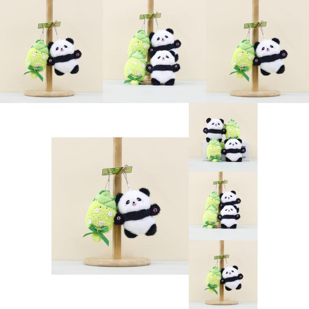 Charming Bamboo Shoot Panda Plush Toy Keychain Ideal For Couples Gift And Decor