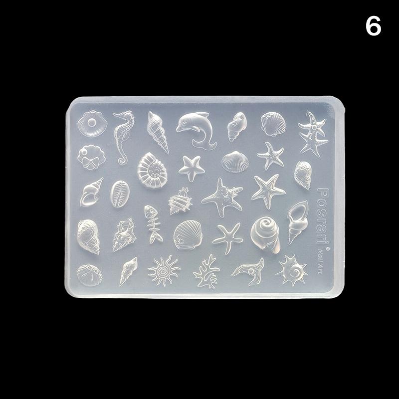 1PCS 3D Acrylic Nail Mold Sea Shell Starfish Goldfish Koi Fish Summer Jellyfish DIY Lace Bow Silicone Nail Art Mold