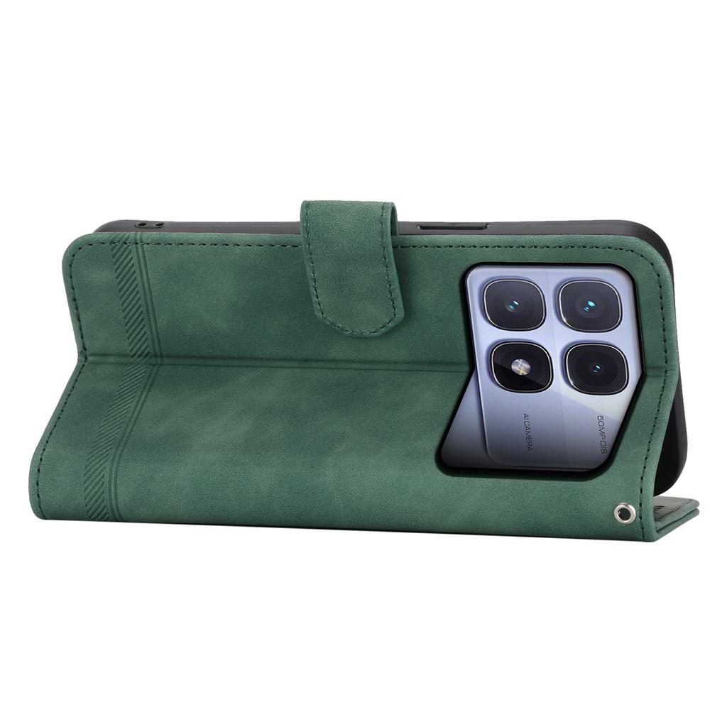 DIERFENG DF-03 For Xiaomi Redmi K70 Ultra Leather Case Lines Imprint Wallet Phone Cover