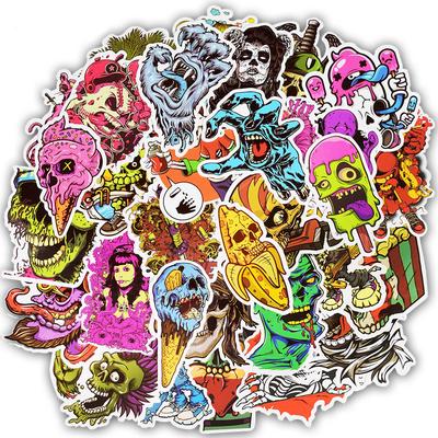 50 adesivi stile terrore graffiti scheletro scuro adesivi divertenti per adesivo fai da te su custodia da viaggio laptop skateboard chitarra frigorifero