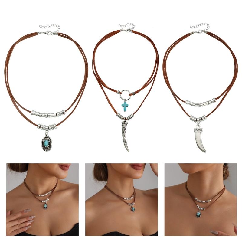 Classical Western Cowboy Styles Velvety Rope Necklace Soft Comfortable Design Casual Party Everyday Jewelry Accessory