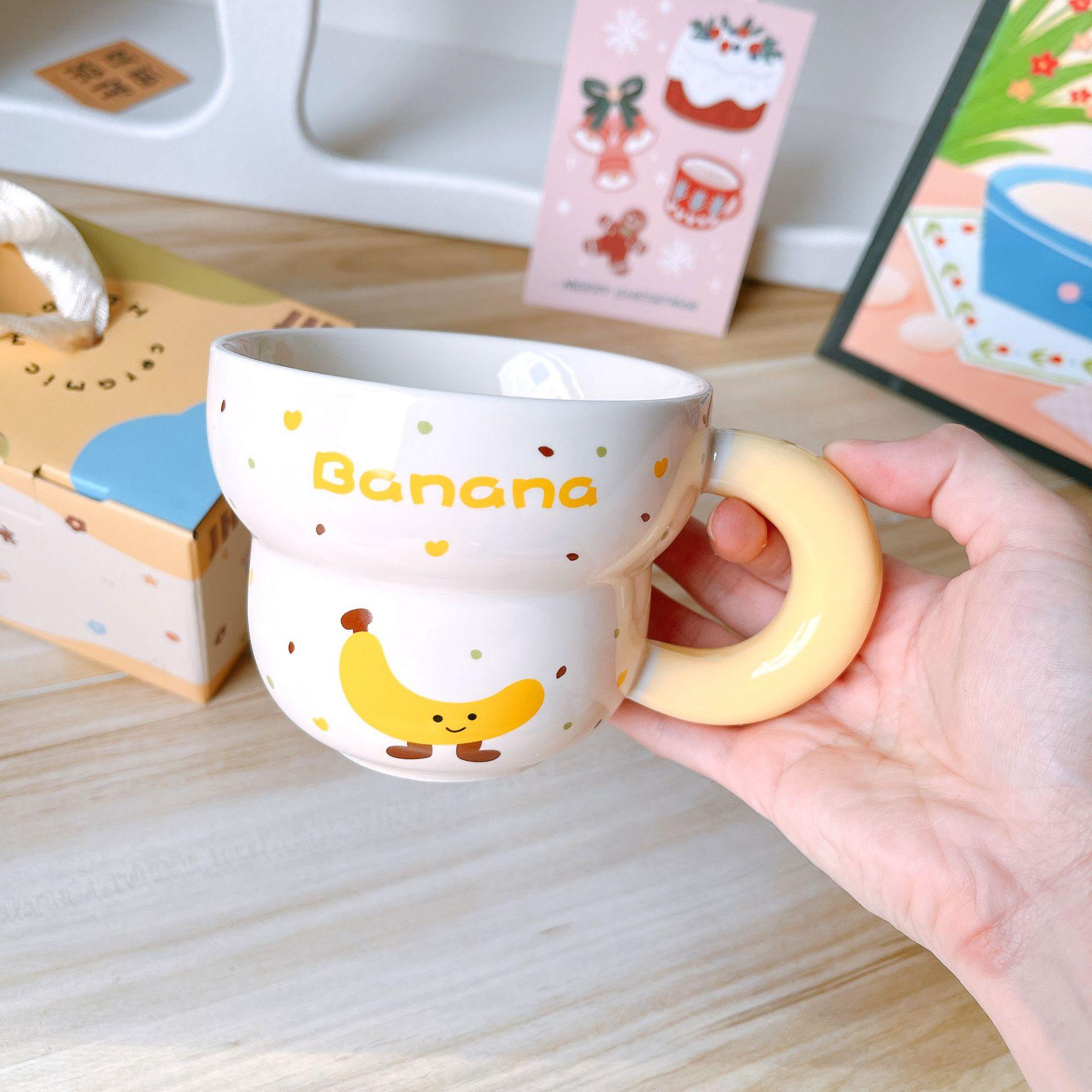 Милая кружка-тыква с толстой ручкой, кружка из мультфильма, керамическая кружка для кофе, кружка для завтрака, подарок 300,ml