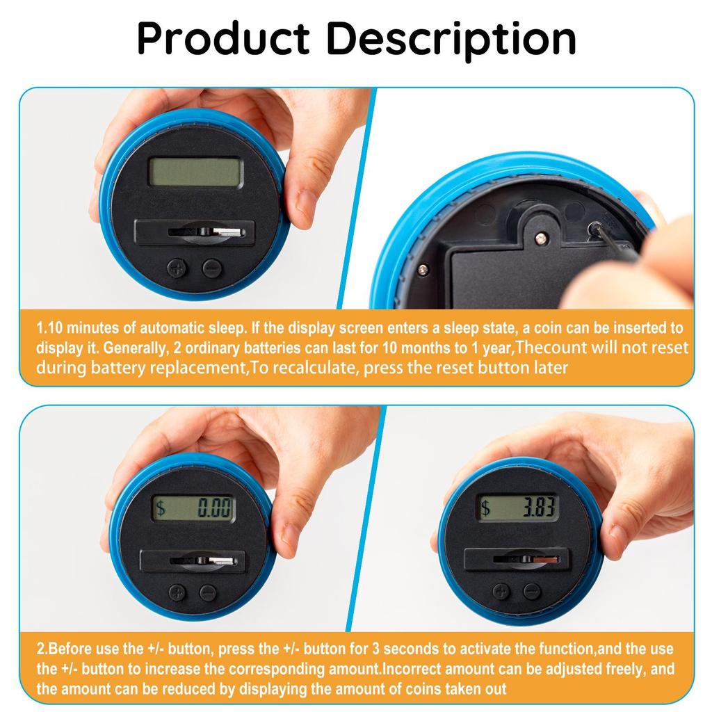 Smart Electronic Coin Counting Piggy Bank - US Dollar & New Taiwan Dollar Compatible