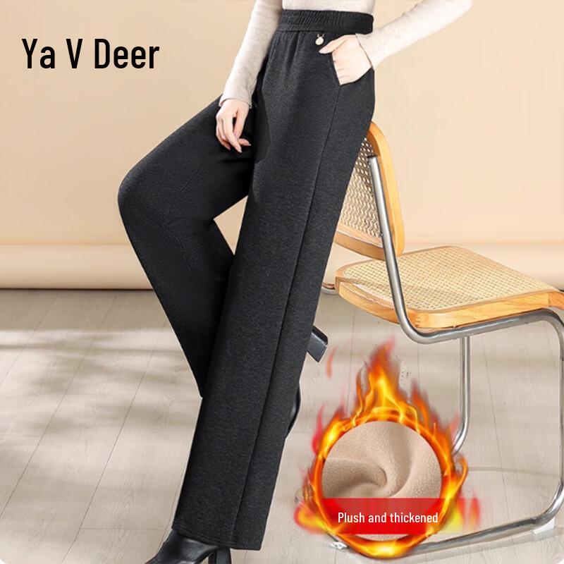 

Yalu Women s Plush Lined Elastic Waist Casual Pants 2XL