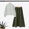 ZANZEA Women Long Sleeve Stripe Blouse and Long Skirts Casual Two Piece Suit Sets